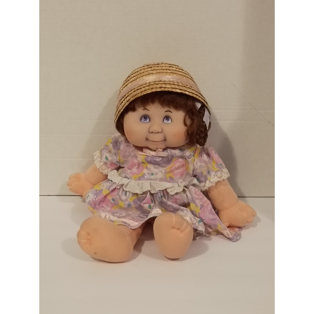 Dyna Toys Vintage Style‎ Soft Body Doll Floral Dress Straw Hat Blue Eyes 91202